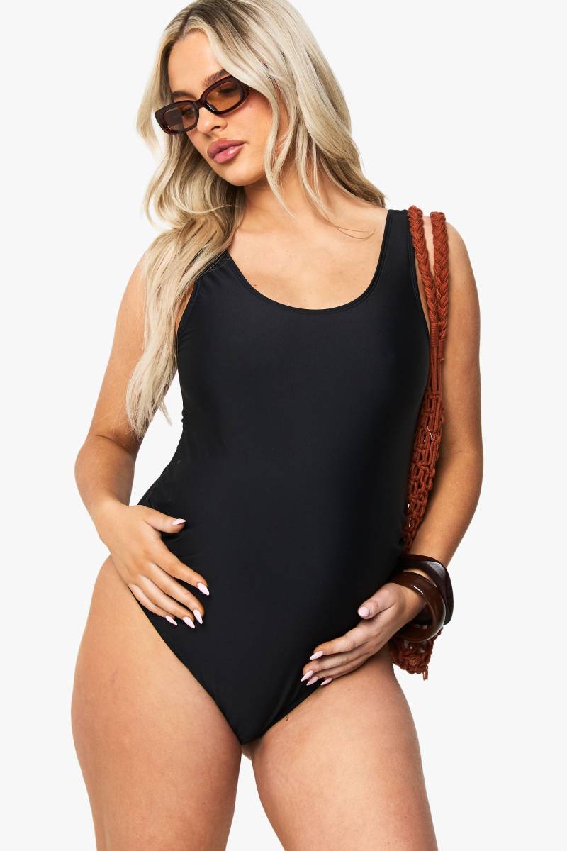 Umstandsmode Geraffter Badeanzug - Black - 40, Black von boohoo