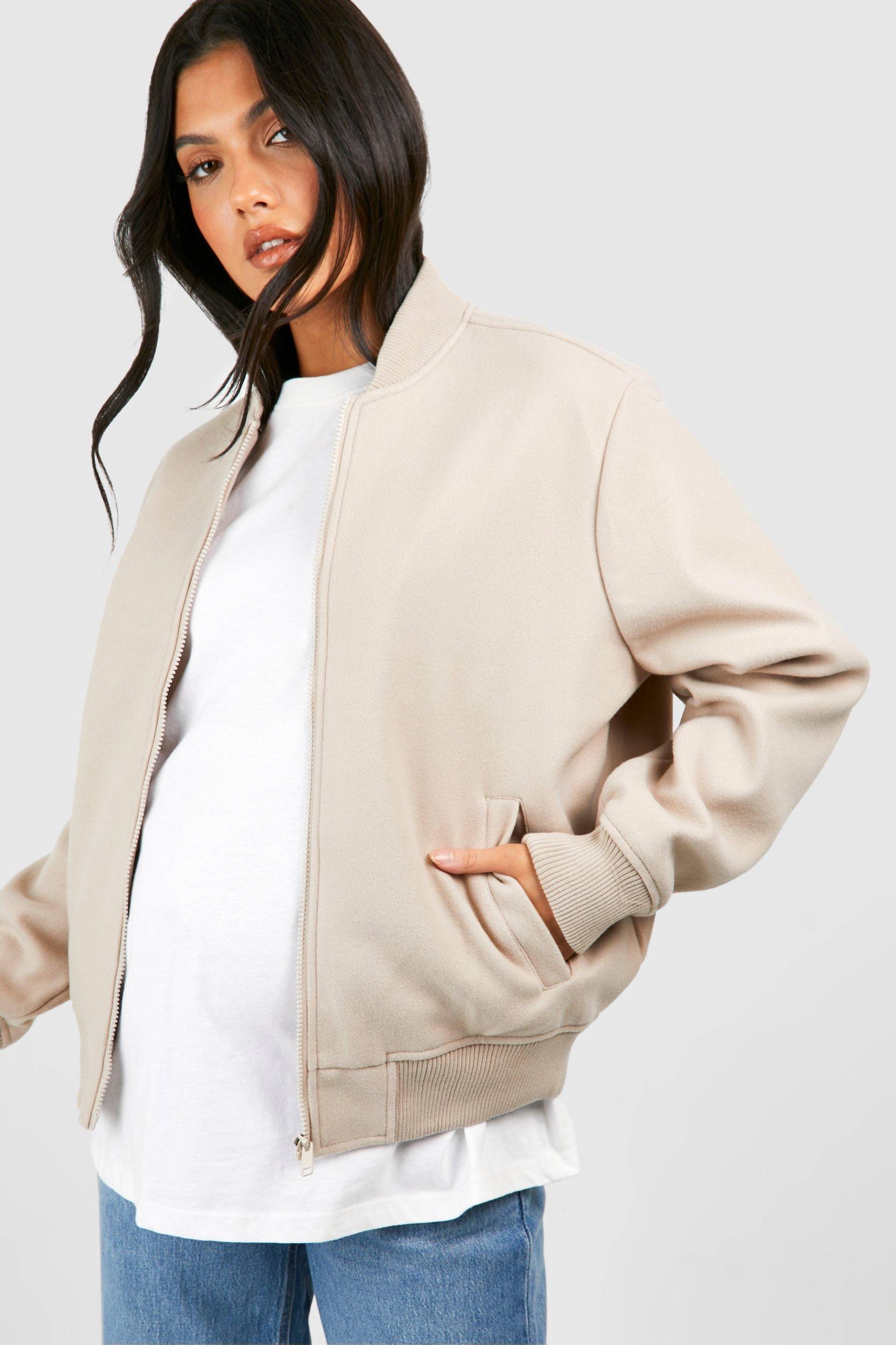 Womens Maternity Wool Bomber Jacket - Cream - 10, Cream von boohoo