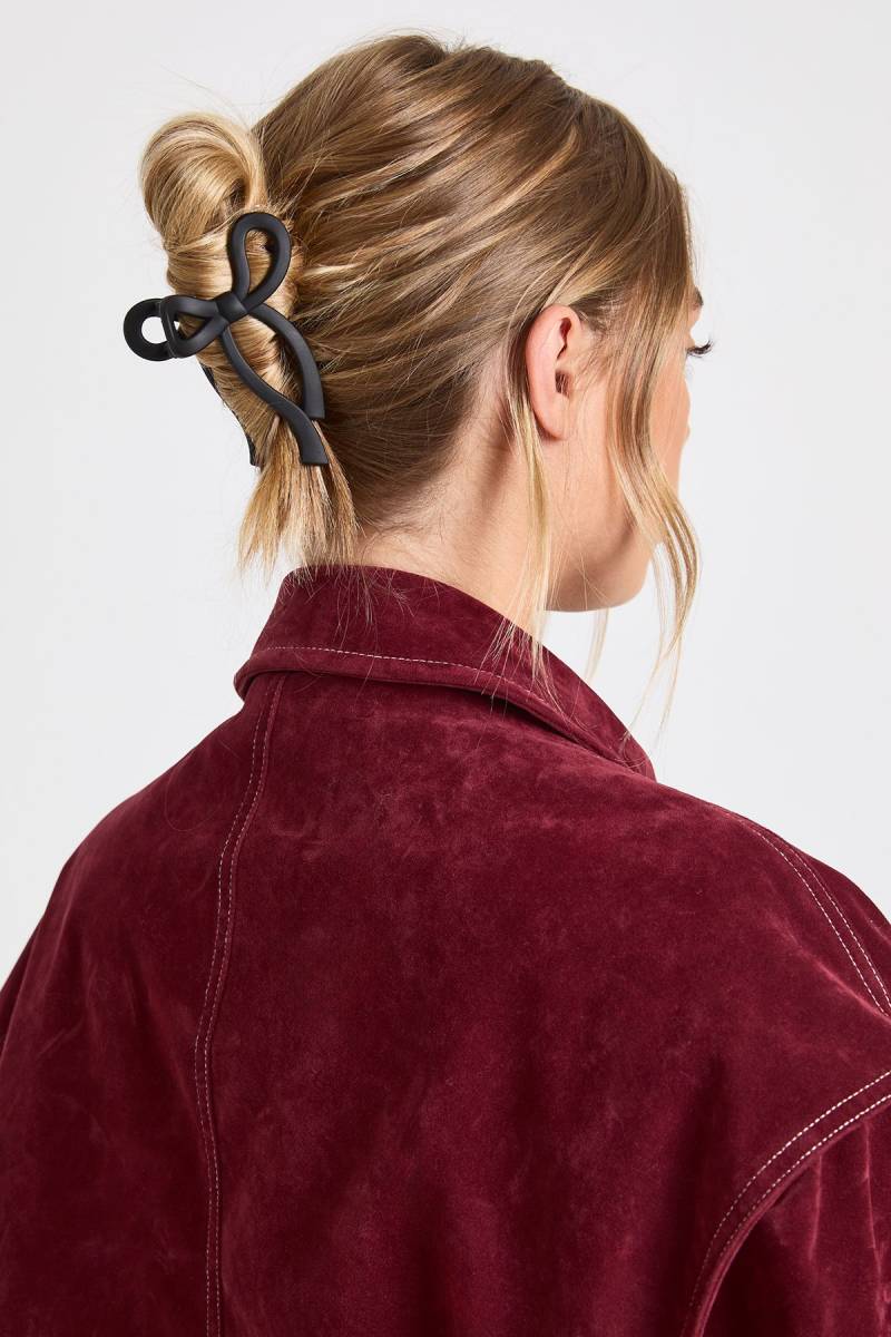 Womens Black Bow Detail Claw Clip - One Size, Black von boohoo