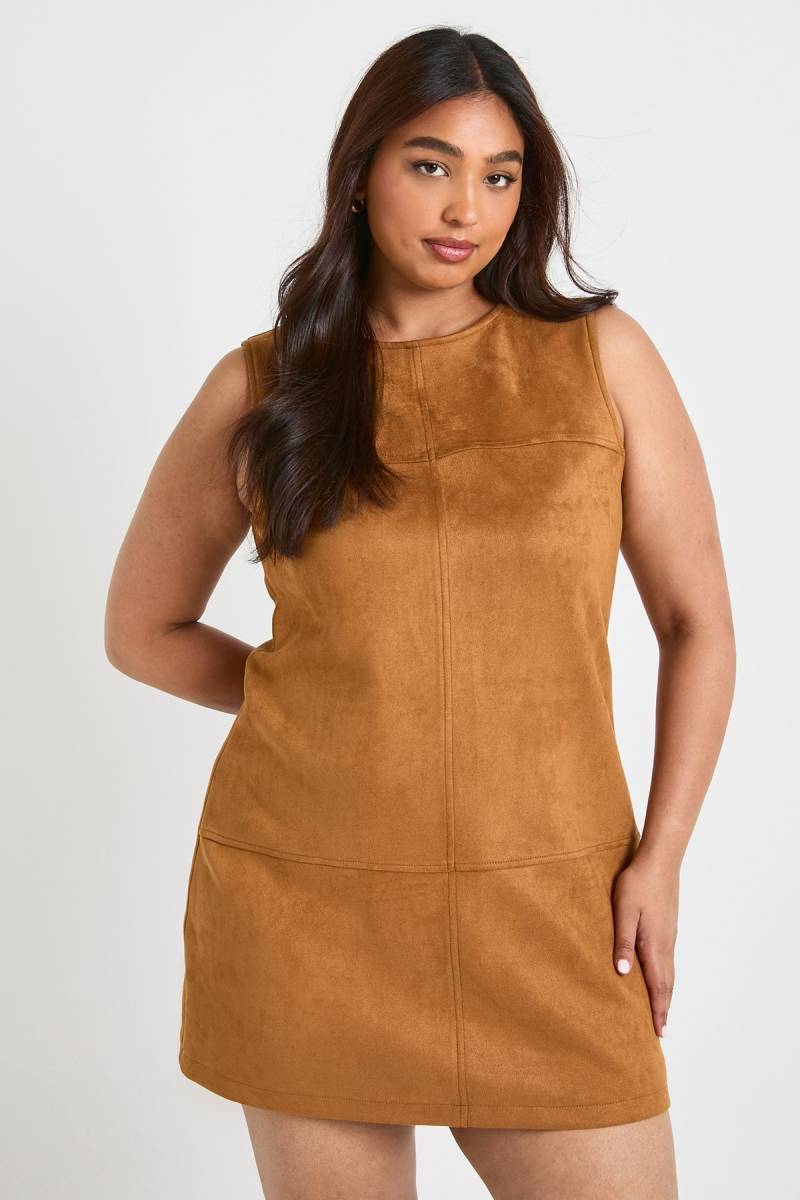 Womens Plus Faux Suede A Line Mini Dress - Tan - 42, Tan von boohoo