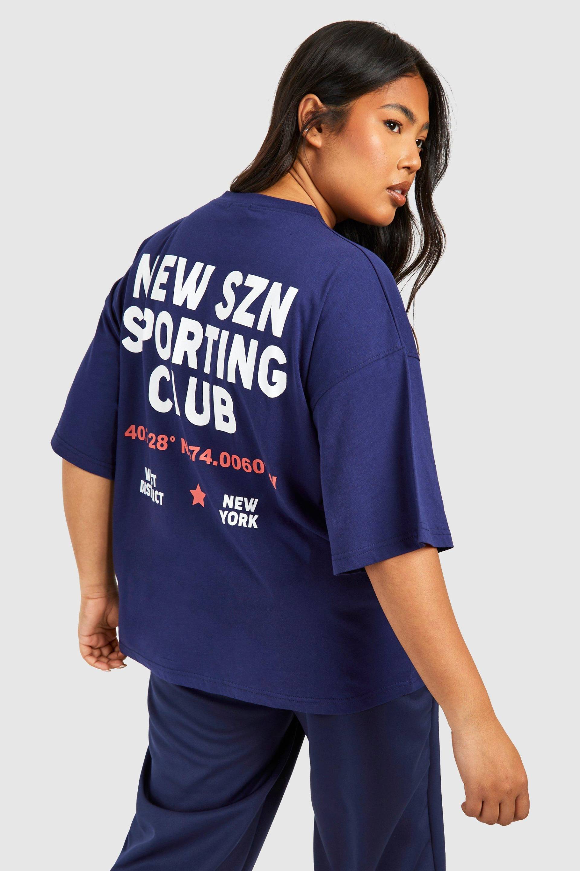 Womens Plus New Szn Sports Club Oversized T-Shirt - Navy - 18, Navy von boohoo