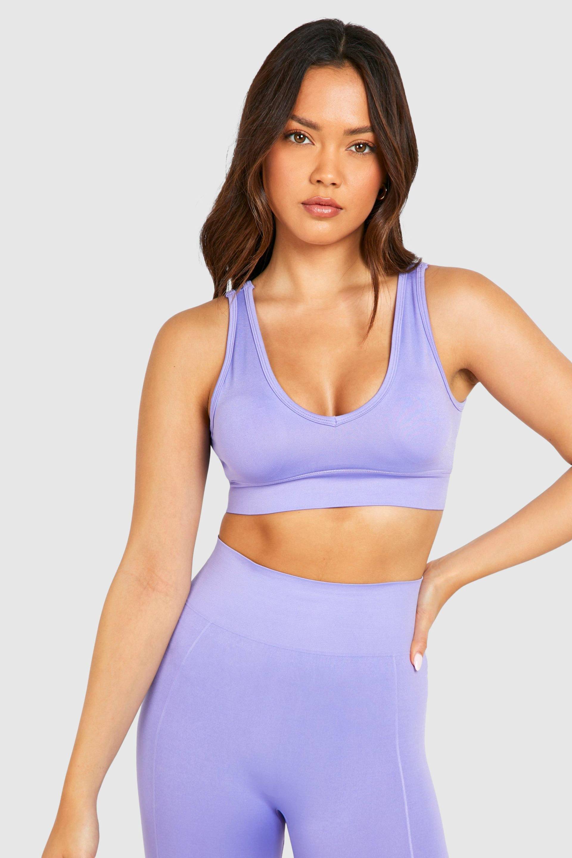 Womens Supersoft Premium Seamless Padded Sports Bra - Purple - S, Purple von boohoo