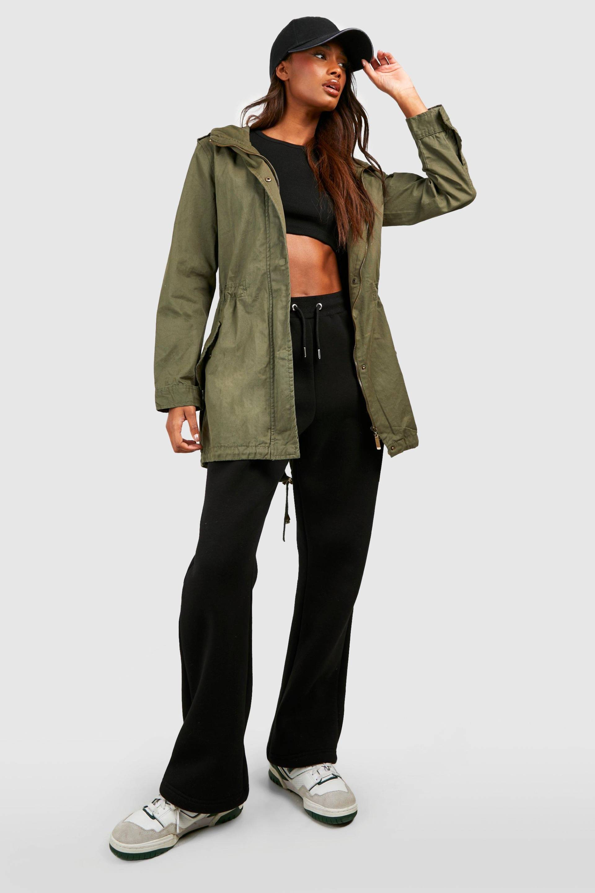 Twill Regenjacke Mit Kapuze - Khaki - 36, Khaki von boohoo