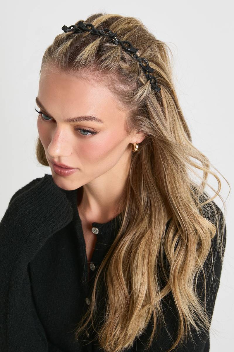 Womens Twist Plait Detail Headband - Black - One Size, Black von boohoo