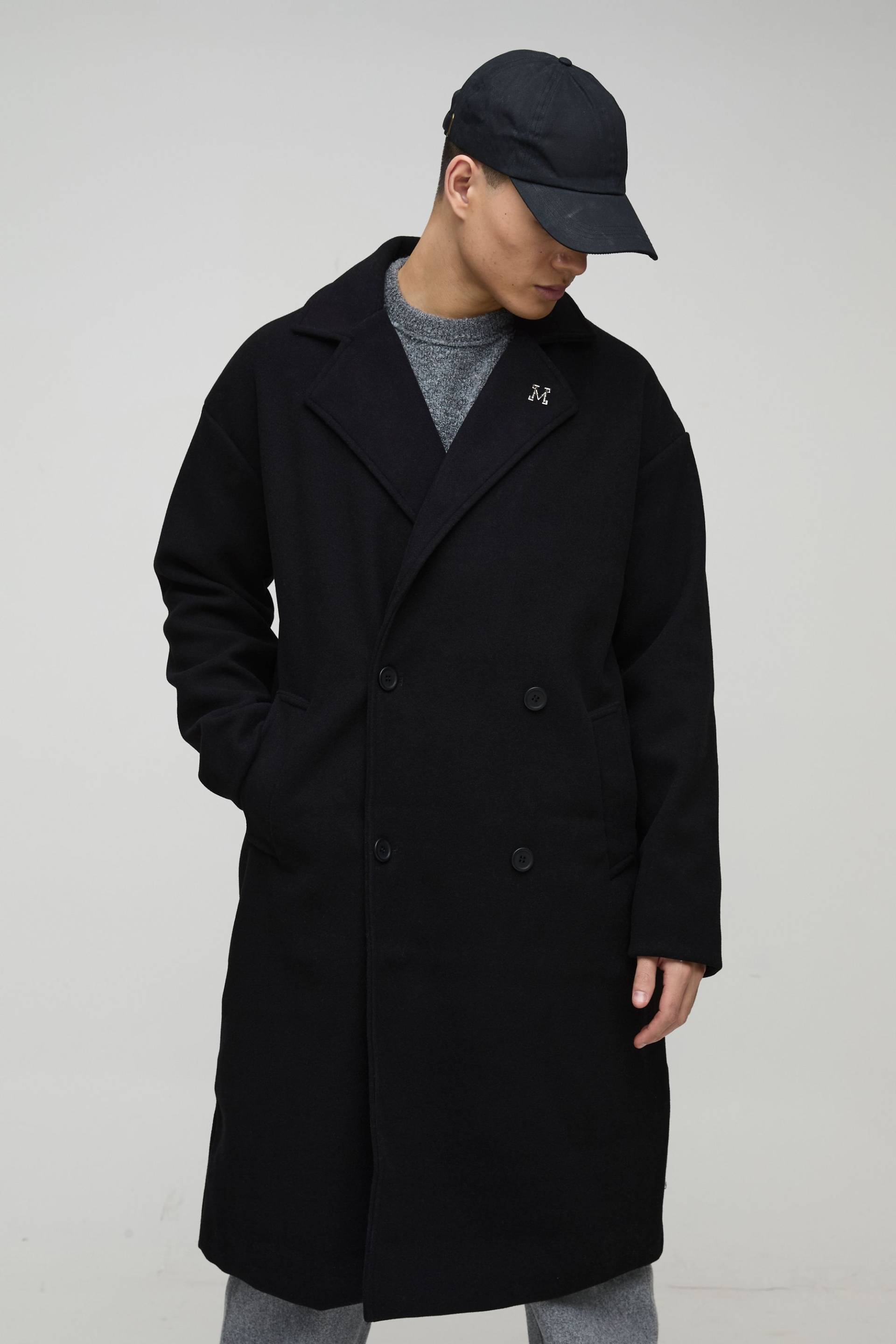Zweireihiger Oversize Mantel In Schwarz - Black - Xs, Black Zweireihiger Oversize Mantel In Schwarz - Black - Xs, Black von boohoo