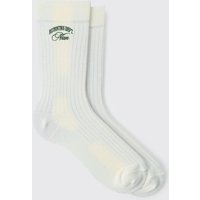 1er-Pack Sport-Socken mit Man Running Dept Stickerei - Ecru - ONE SIZE, Ecru von boohooman