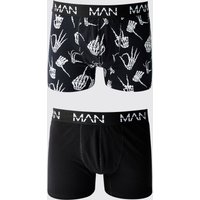 2er-Pack Halloween Boxershorts mit Skelett-Print - Mehrfarbig - XL, Mehrfarbig von boohooman