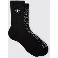 2er-Pack Spinnen-Socken - Schwarz - 5-8, Schwarz von boohooman
