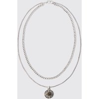 2er-Pack 220mm & 180mm Kette mit Silberanhängern - ONE SIZE, Silber 2er-Pack 220mm & 180mm Kette mit Silberanhängern - ONE SIZE, Silber von boohooman