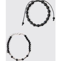 2er-Pack Armbänder - Schwarz - ONE SIZE, Schwarz von boohooman