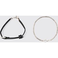 2er-Pack Armbänder mit Gürtel-Detail - Schwarz - ONE SIZE, Schwarz von boohooman