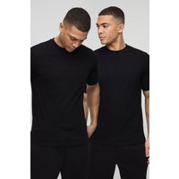 2er-Pack Basic Rundhals T-Shirts - Schwarz - XL, Schwarz von boohooman
