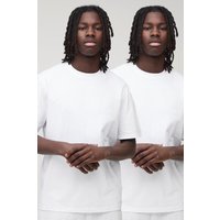 2er-Pack Basic Rundhals T-Shirts - Weiß - S, Weiß 2er-Pack Basic Rundhals T-Shirts - Weiß - S, Weiß von boohooman
