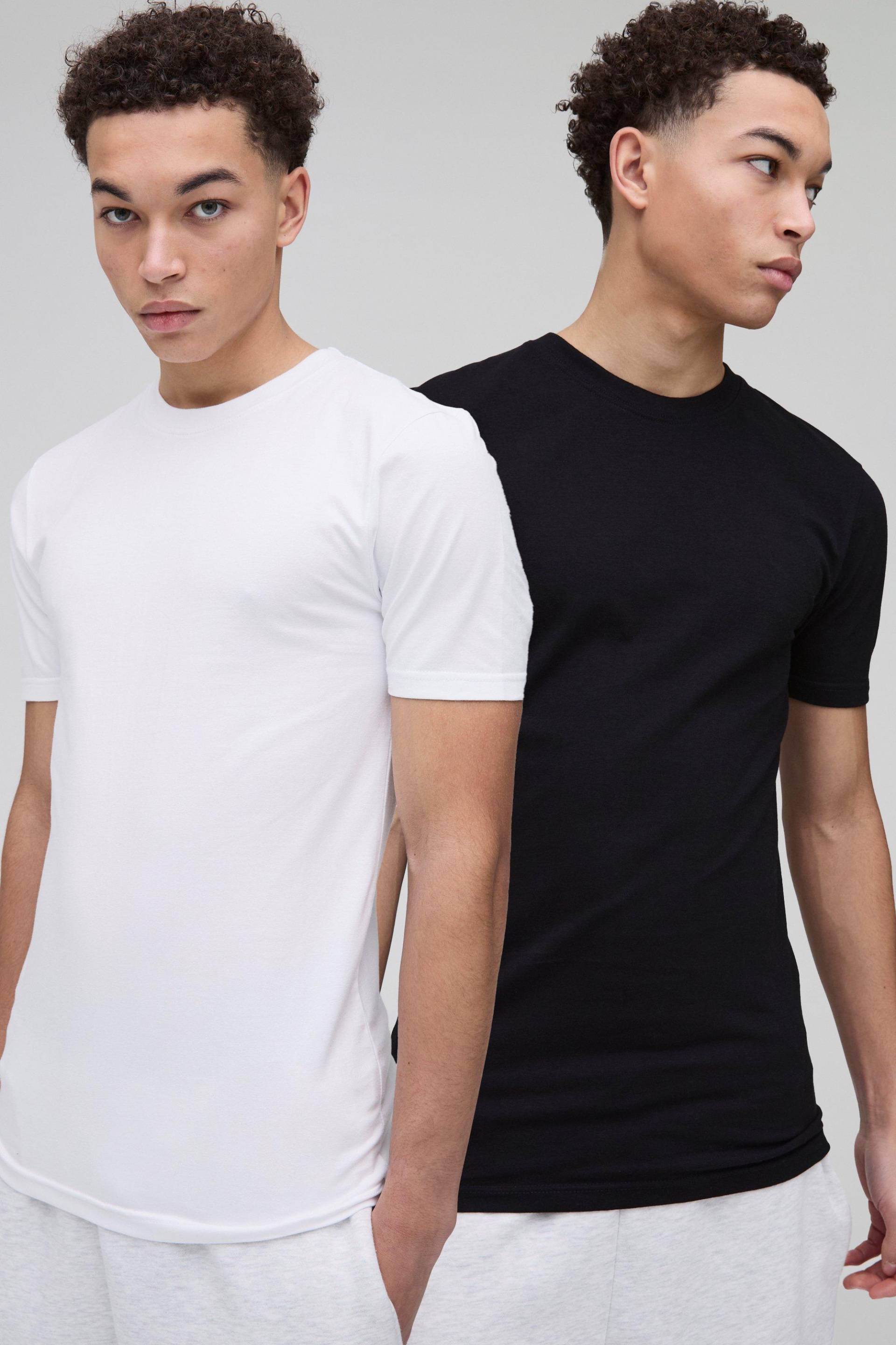 2er-Pack Basic Rundhals T-Shirts - mono - M, mono 2er-Pack Basic Rundhals T-Shirts - mono - M, mono von boohooman