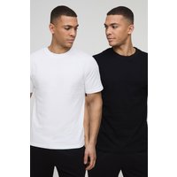 2er-Pack Basic Rundhals T-Shirts von boohooman