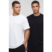 2er-Pack Basic Rundhals T-Shirts von boohooman