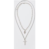 2er-Pack Halsketten mit Kreuz - Silber - ONE SIZE, Silber 2er-Pack Halsketten mit Kreuz - Silber - ONE SIZE, Silber von boohooman