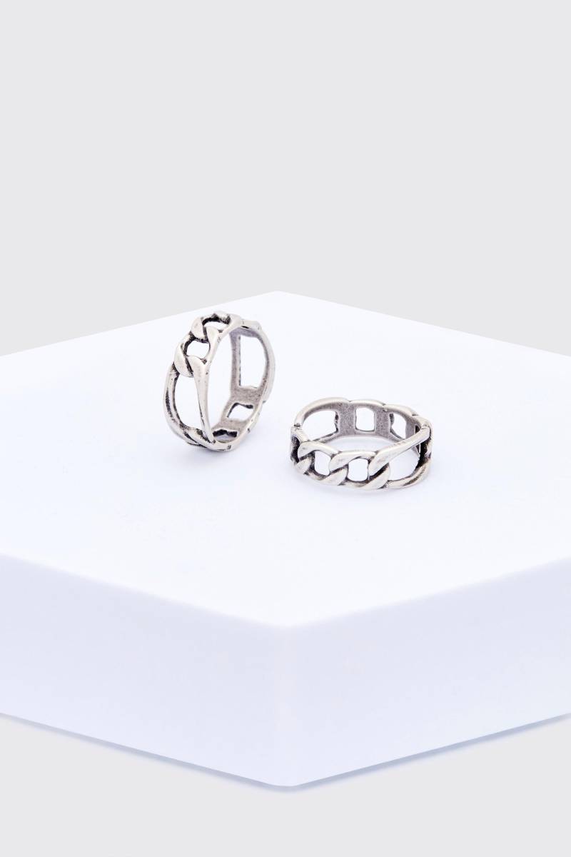 2er-Pack Ketten-Ringe - Silber - S/M, Silber von boohooman