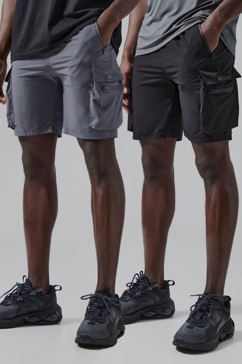 2er-Pack Man Active Cargo-Shorts von boohooman