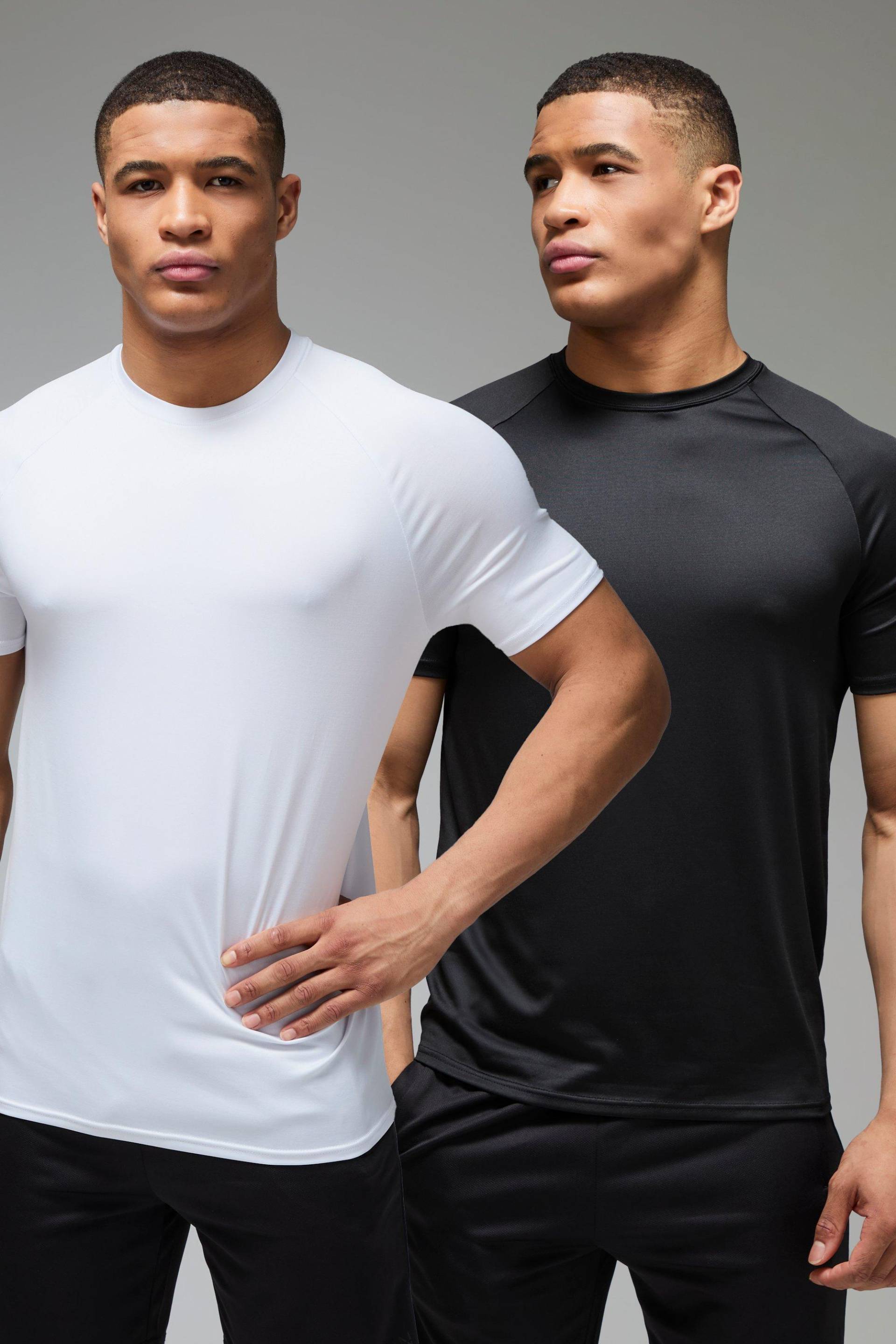 2er-Pack Man Active Lightweight Essentials Raglan T-Shirts - Mehrfarbig - L, Mehrfarbig von boohooman