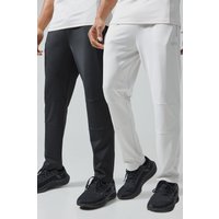 2er-Pack Man Active Stretch-Jogginghose - Schwarz - M, Schwarz von boohooman