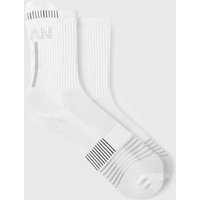 2er-Pack Man Active reflektierende Lauf-Socken - Weiß - ONE SIZE, Weiß von boohooman