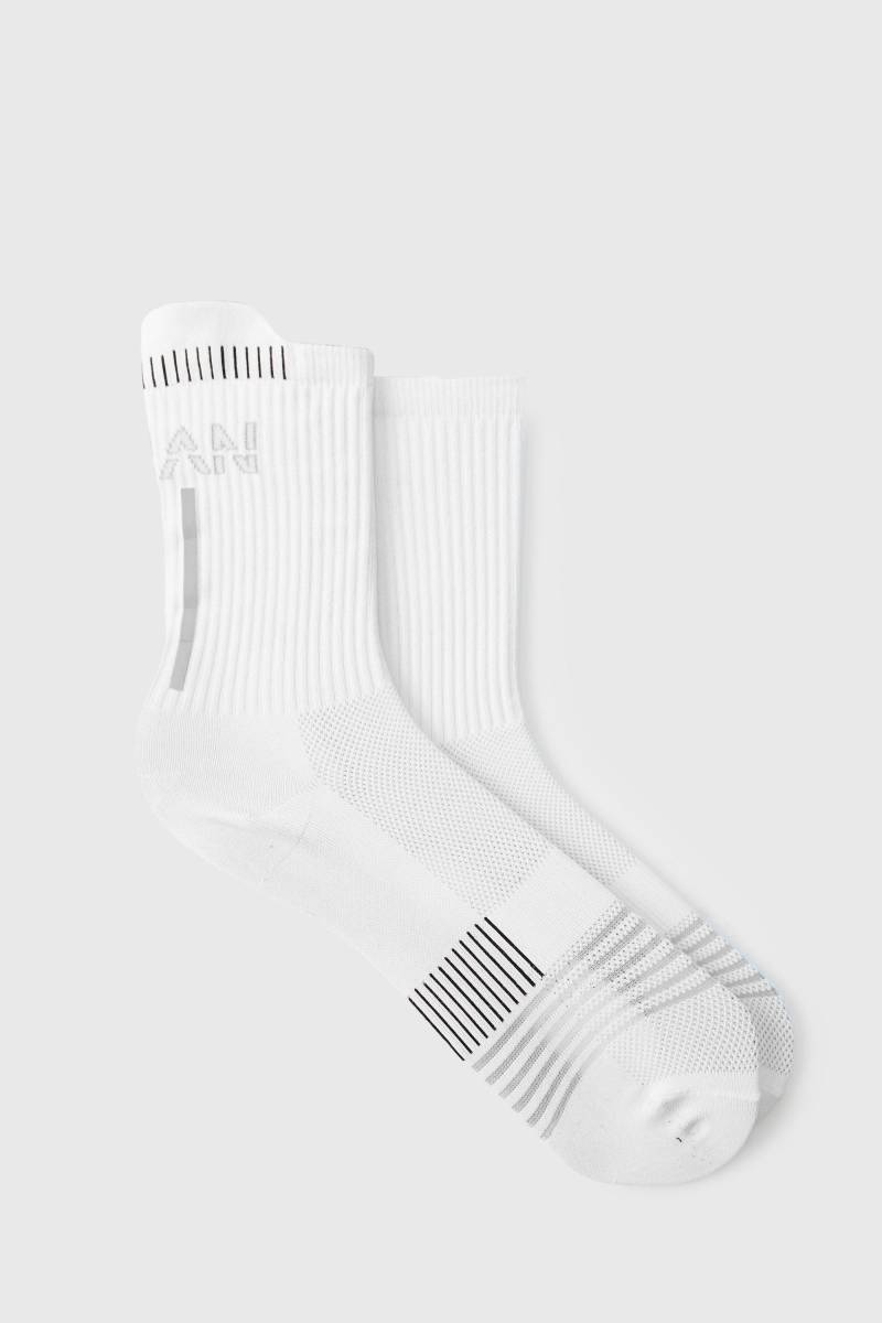 2er-Pack Man Active reflektierende Lauf-Socken - Weiß - ONE SIZE, Weiß von boohooman