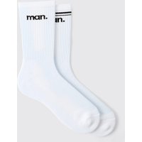 2er-Pack Man Sportsocken mit Streifen & einfarbig - Weiß - ONE SIZE, Weiß von boohooman