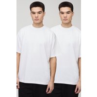 2er-Pack Oversize Basic Rundhals T-Shirts - mono - S, mono von boohooman