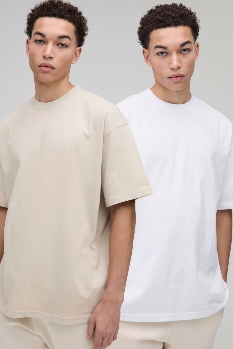 2er-Pack Oversize Rundhals T-Shirts - Mehrfarbig - XL, Mehrfarbig von boohooman
