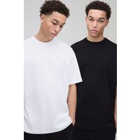 2er-Pack Oversize Rundhals T-Shirts - mono - XS, mono von boohooman