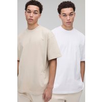 2er-Pack Oversize Rundhals T-Shirts von boohooman