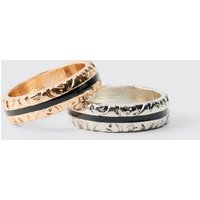 2er-Pack Ringe aus Silber und Gold - S/M, Silber von boohooman