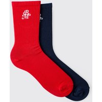 2er-Pack Rundhals-Socken mit BM-Stickerei von boohooman