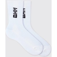 2er-Pack Sport-Socken mit Bhm Logo - Weiß - ONE SIZE, Weiß von boohooman