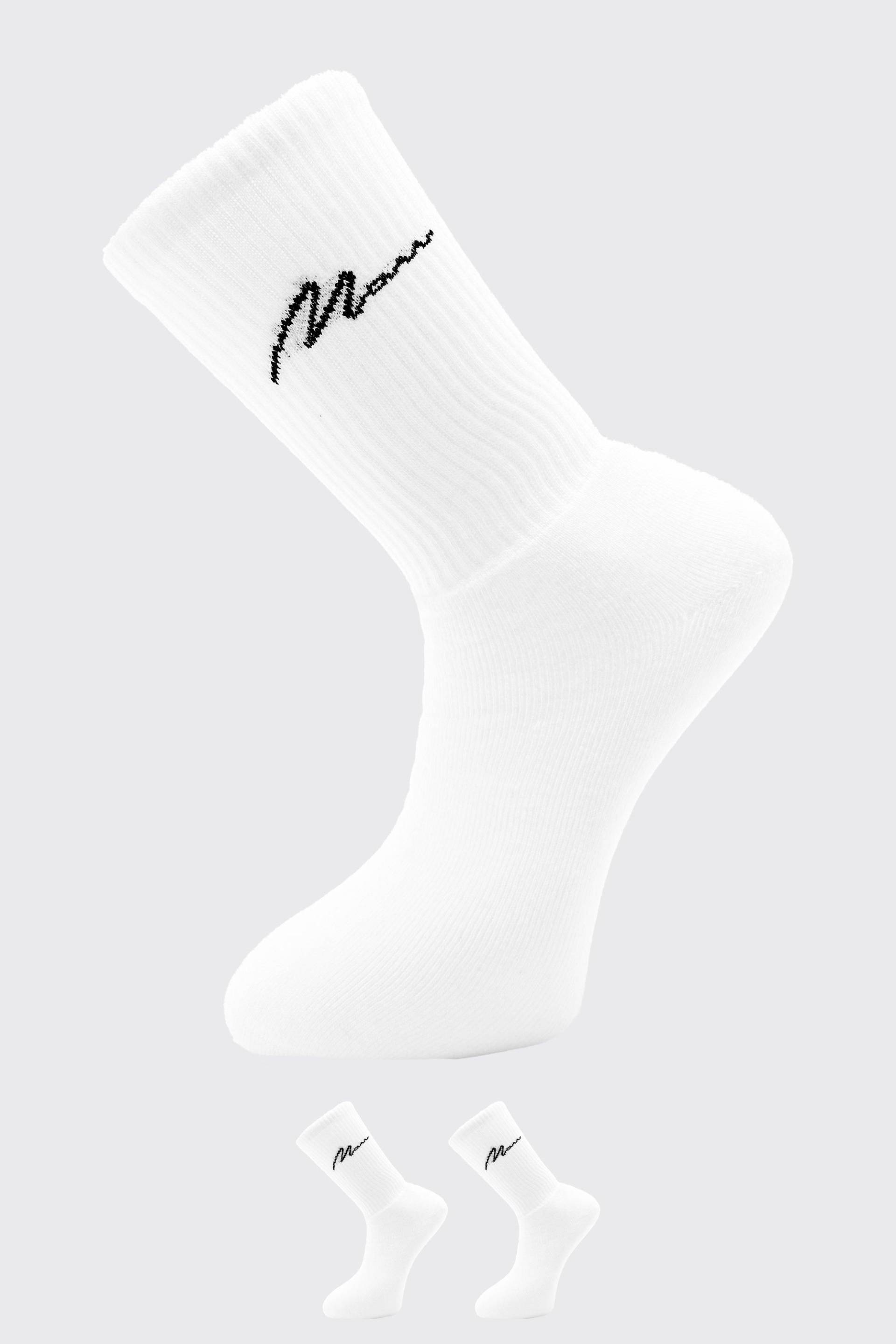 2er-Pack Sport-Socken mit Man-Schriftzug von boohooman