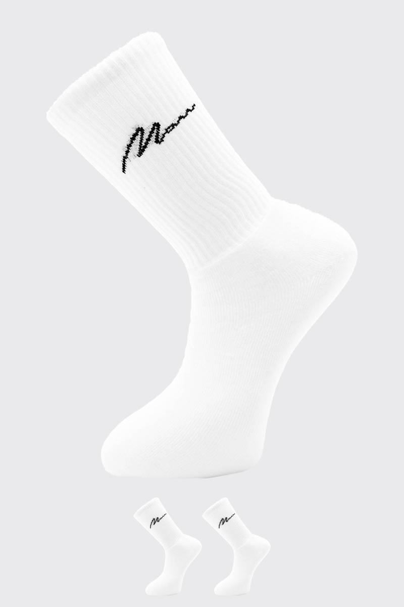 2er-Pack Sport-Socken mit Man-Schriftzug von boohooman