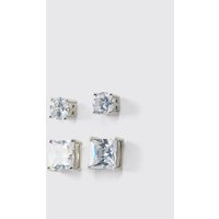 2er-Pack Strass-Ohrringe - Silber - ONE SIZE, Silber 2er-Pack Strass-Ohrringe - Silber - ONE SIZE, Silber von boohooman