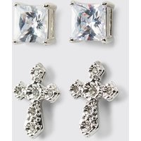 2er-Pack Strass-Ohrringe von boohooman