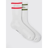 2er-Pack gestreifte Man Sport-Socken von boohooman