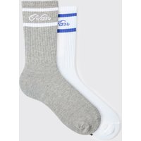 2er-Pack gestreifte Man Sport-Socken von boohooman