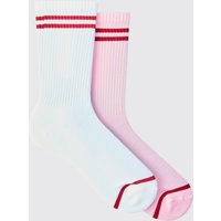 2er-Pack gestreifte Sportsocken mit Official Man Print 2er-Pack gestreifte Sportsocken mit Official Man Print von boohooman