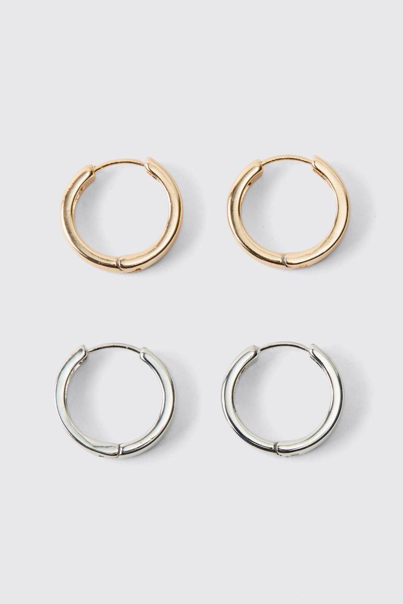 2er-Pack goldene und silberne Creolen - ONE SIZE, Silber von boohooman