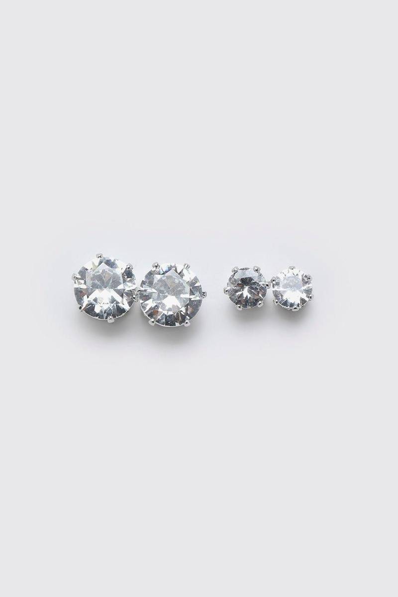 2er-Pack silbenre Ohrstecker - Silber - ONE SIZE, Silber von boohooman