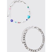 2er-Pack silberne Armbänder - ONE SIZE, Silber von boohooman