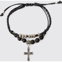 2er-Pack verstellbare Armbänder mit Kreuz-Anhänger von boohooman