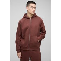 330Grm Oversize Basic Hoodie mit Reißverschluss - Braun - S, Braun von boohooman