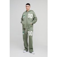 330g Oversize Official Trainingsanzug mit Kapuze und Reißverschluss - Khaki - M, Khaki von boohooman
