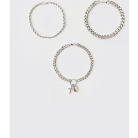 3er-Pack Armbänder in Silber von boohooman