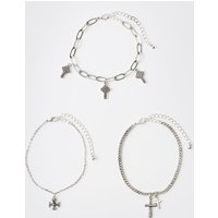 3er-Pack Armbänder mit Kreuz-Anhängern von boohooman